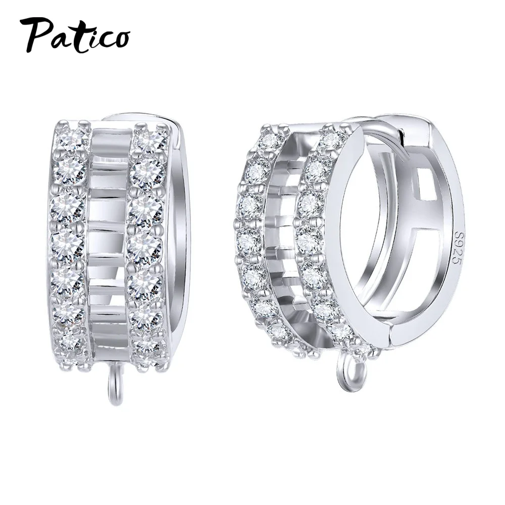 Wholesale 925 Sterling Silver Hook Earring DIY Accessories Crystal AAA Cubic Zirconia Handmade Earrings Jewelry Making Findings