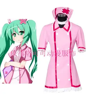 

Can be tailored Anime Hatsune Miku Cosplay Man Woman Halloween Cos VOCALOID Cosplay Pink nurse uniform Costume
