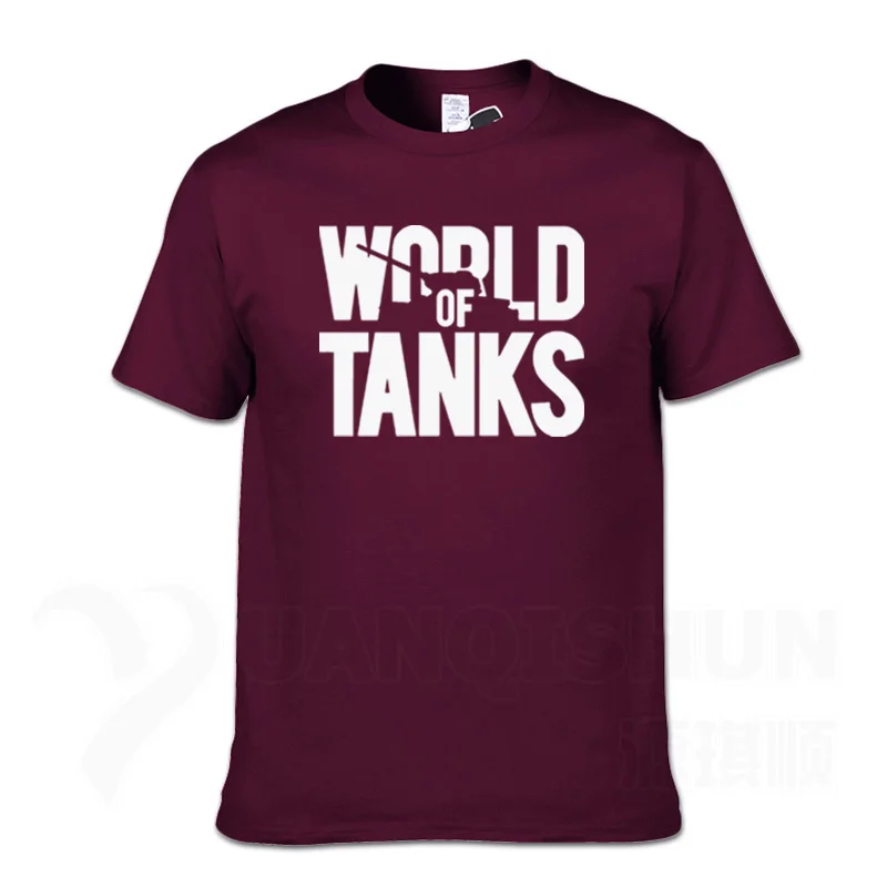 WORLD OF TANKS, Мужская футболка, 16 цветов, чистый хлопок, бутик, футболка, игра, веер, Мужская футболка, Vete, мужская, ts Camisas, повседневные футболки, забавная улица - Цвет: Red wine 1