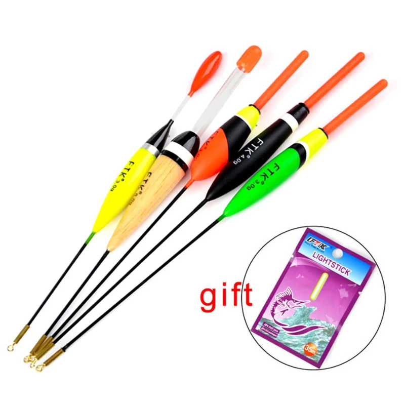 

5pcs Hot Fishing Float Bobber High Sensitivity Float Marked Bold Tail Fir Wood Fluorescent Fishing Light Float Fish Accessories