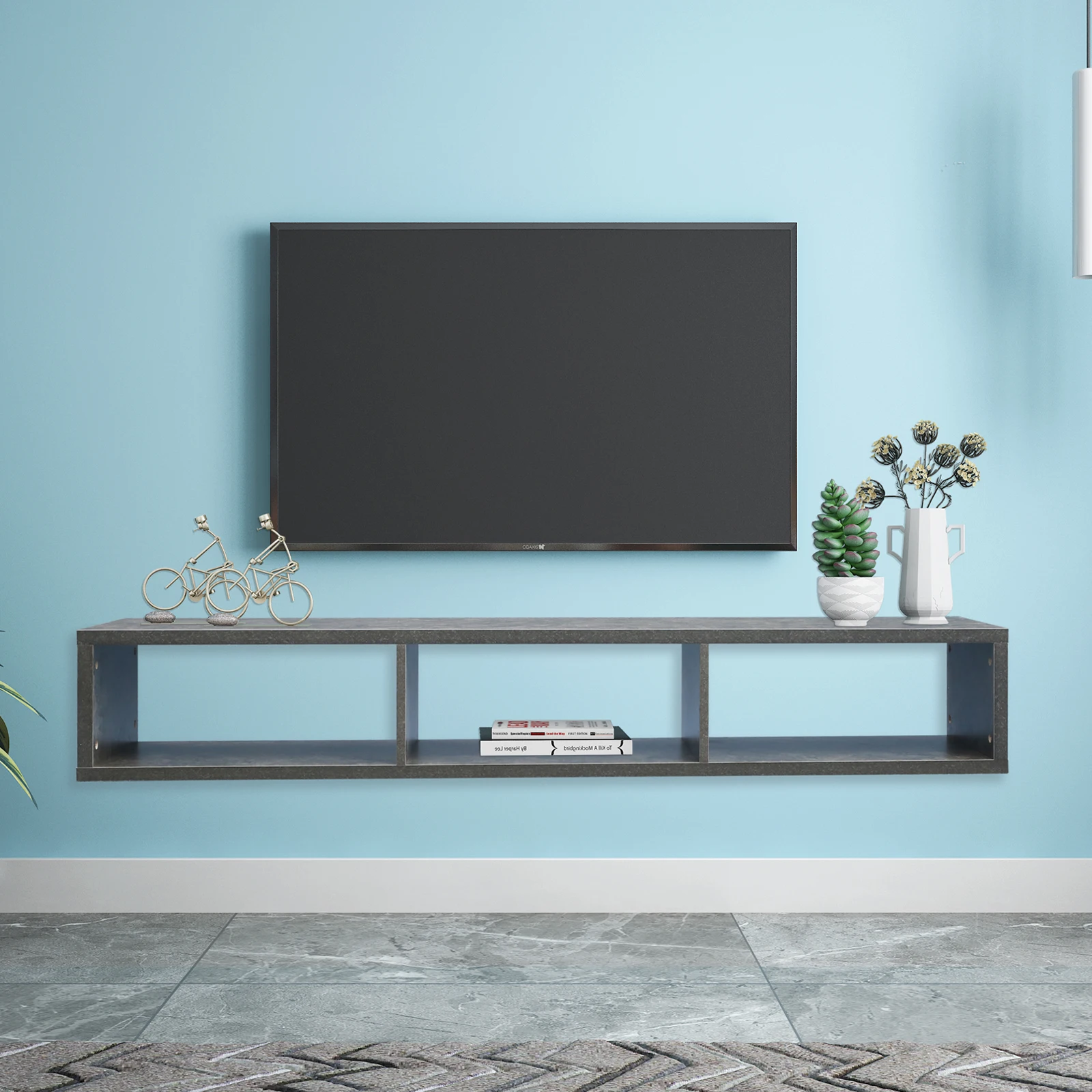 Shallow Floating TV Console, 60"，GreyTV Stands AliExpress