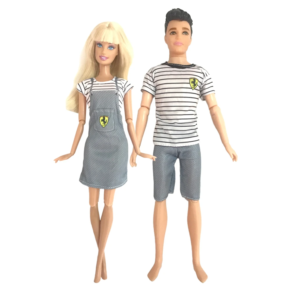 

NK 1 or 2 Pcs Couple Doll Dress For Barbie Doll For Ken Doll Boy Shirt Pant Girl Doll Outfit Shorts Accessories Kids Toys JJ