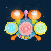 Дети играть с Электрические игрушечные барабаны набор с табуретками, красивый светодиодный свет RXJD