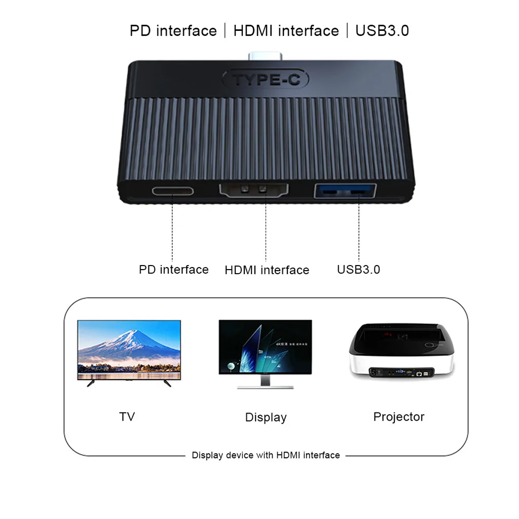 Концентратор USB 3-в-1 Тип c к HDMI PD USB3.0 адаптер aвтомобильное зарядное устройство с одним USB c до 4k HDMI конвертер для MacBook samsung huawei Iphone11# G1