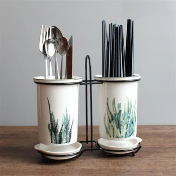 

Ceramic Spoon Chopsticks Storage Rack Bucket Kitchen Tableware Storage Holder Knife Fork Storage Box Kitchen Utensils Organizer