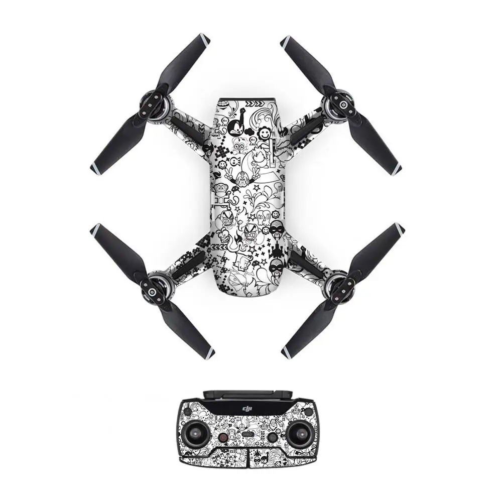 Graffiti Style Decal PVC Skin Sticker For DJI Spark Drone + Remote Controllers + 3 Batteries Protection Film Cover drone accessories fashion stickers camera sticker
