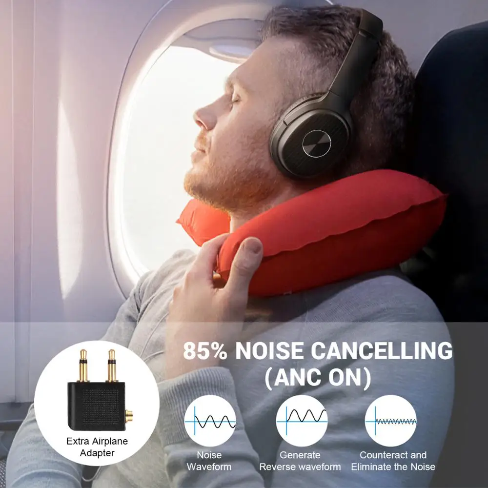 EKSA Wireless Headphones E5 5 0 Bluetooth Headphone Active Noise Cancelling Foldable Wireless Headset With Mic 920mAh For XIAOMI