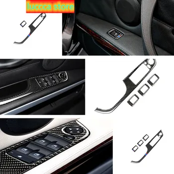

Car Door Armrest Panel Decoration Decals for BMW 3 Series E90 320i 325i Carbon Fiber Window Glass Lifting Buttons Trim Stickers