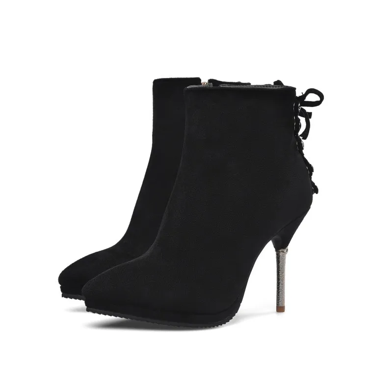 Женские ботинки новая осенне-зимняя модная женская обувь с острым носком на молнии, на шнуровке, на высоком каблуке 34-39 10 см