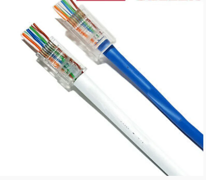 100 шт. RJ45 сетевой модульный разъем 8P8C CAT5e Кабельный разъем конец проходной через