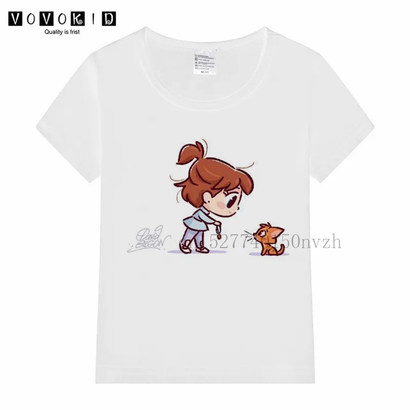Футболки с забавным принтом Алисы и лисы для девочек модные топы для маленьких принцесс, футболки летняя детская футболка для девочек от 2 до 12 лет - Color: P1825G