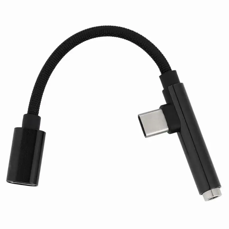 2 в 1 type C до 3,5 мм кабель аудио Музыка зарядный адаптер для телефона USB C - Цвет: Черный
