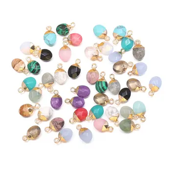 

Natural Stone Faceted Pendants Crystal Agates Turquoises Charms Pendant For Jewelry Making DIY Accessories Fit Necklace Earrings