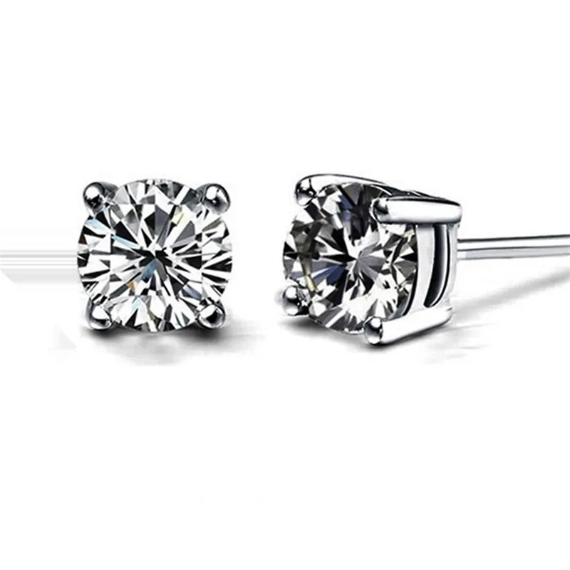 choucong Solitaire Stud earring 9mm AAAAA Sona cz Real 925 Sterling silver Statement Party Wedding Stud Earrings for women men