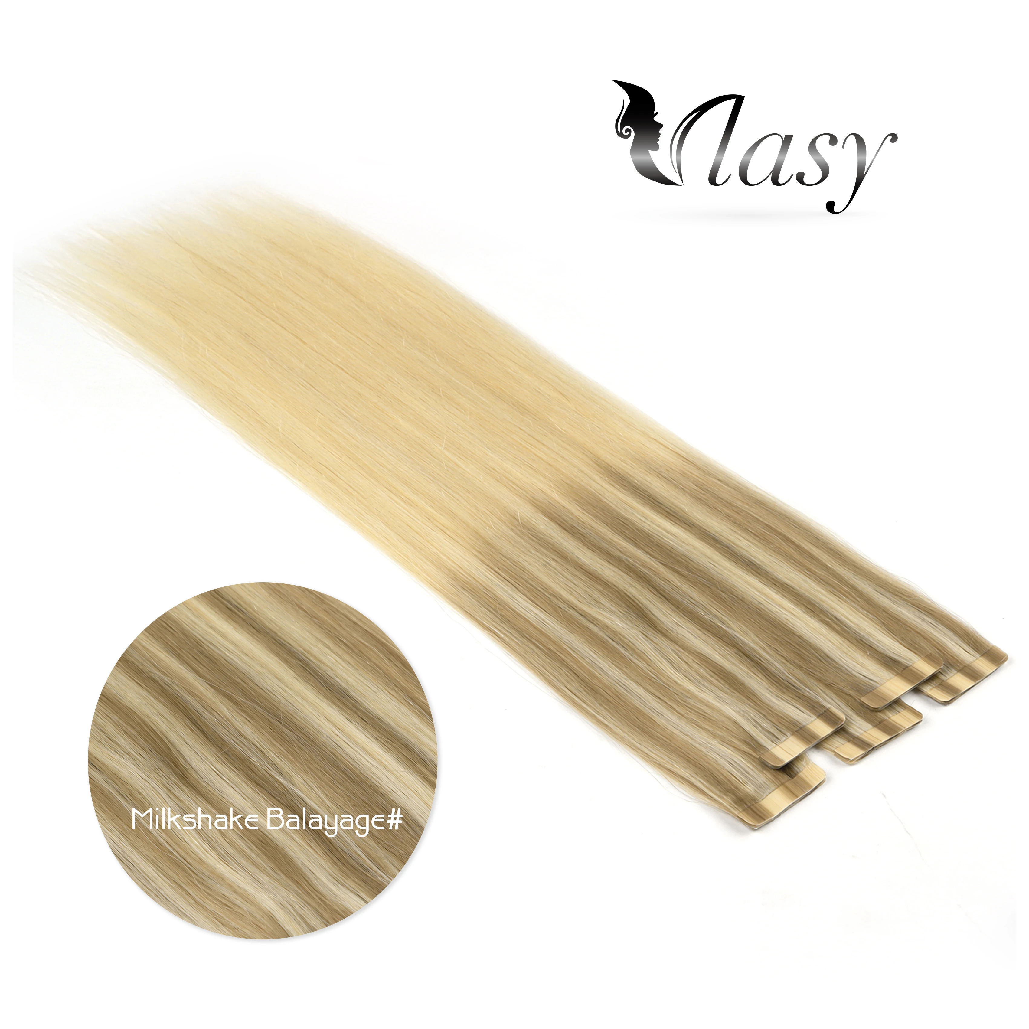 Vlasy 20'' Double Drawn Skin Weft Hair Extensions Brown Mix Blonde Remy Glue on Hair Extensions Milkshake Balayage Color 2.5g/pc