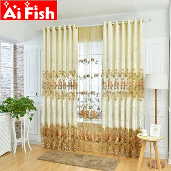 

Luxury windows handle delicate embroidered bedroom curtains suitable for living room window treatments tulle drapes AP321-30