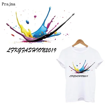 

Prajna Colorful Paint Splash Iron-on Transfers Vynil Heat Transfer Ironing Stickers On T-shirt Thermal Patches For Clothing DIY