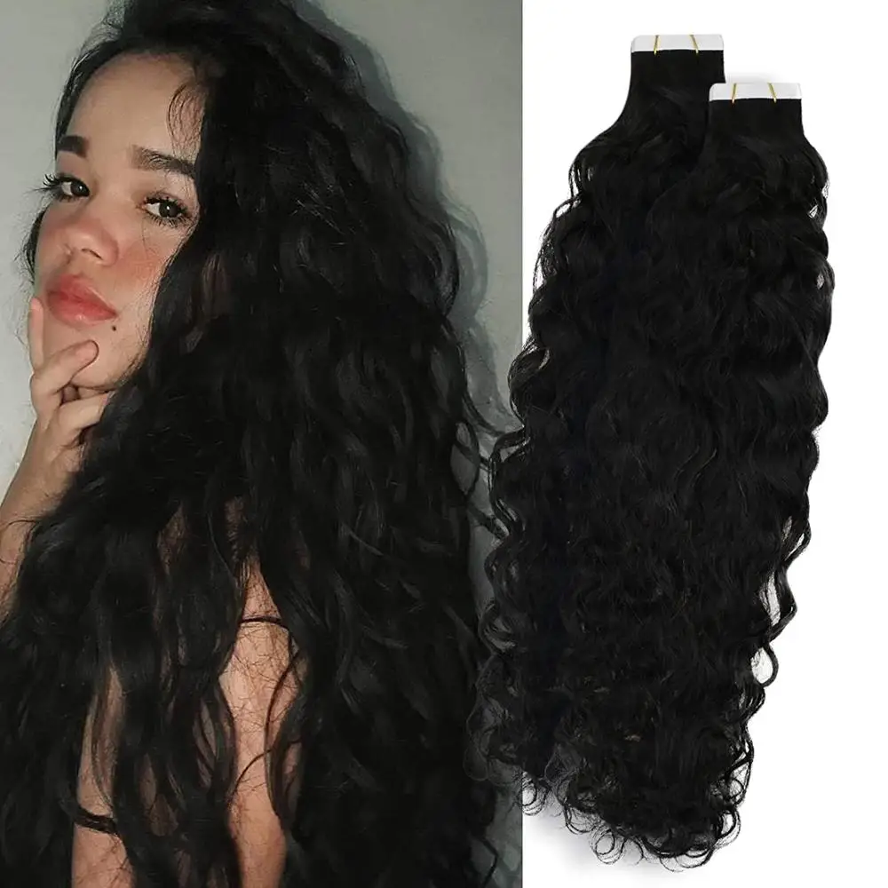 VeSunny-Cinta para extensiones de cabello humano rizado, extensiones de cabello Natural, negro