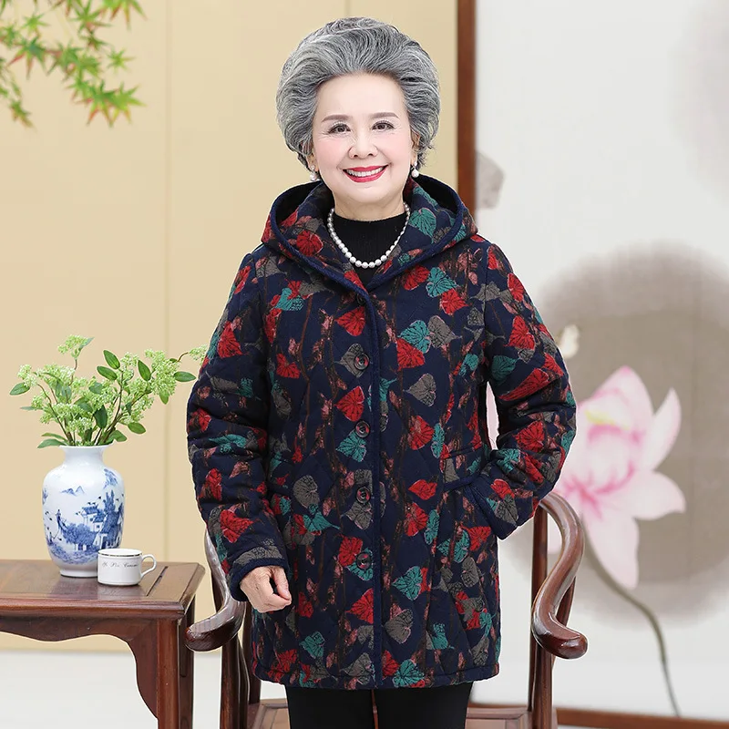 

Mom Winter Old Man Grandma-Cotton-padded Clothes Middle Aged And Elderly People WOMEN'S Dress 60-Year-Old 70 Thick Mrs. Short do
