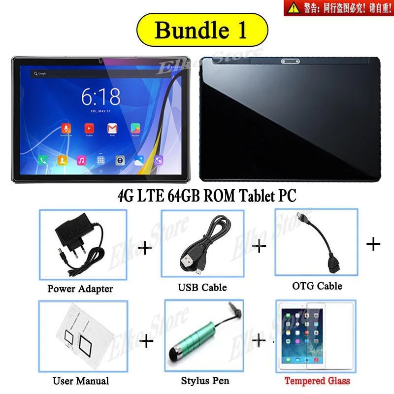 4G LTE 64G ROM TAB DHL 10 дюймов 2.5D стекло планшетный ПК Android 8,1 Deca Core 4G LTE 6 Гб RAM 128 Гб ROM 1920*1200 IPS A-GPS планшет 10 10,1+ подарки - Комплект: 4G LTE 64G ROM TAB