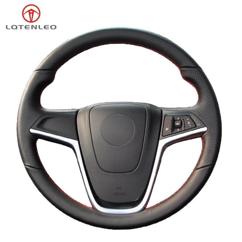Black Pu Artificial Leather Sew Car Steering Wheel Cover For Opel Mokka