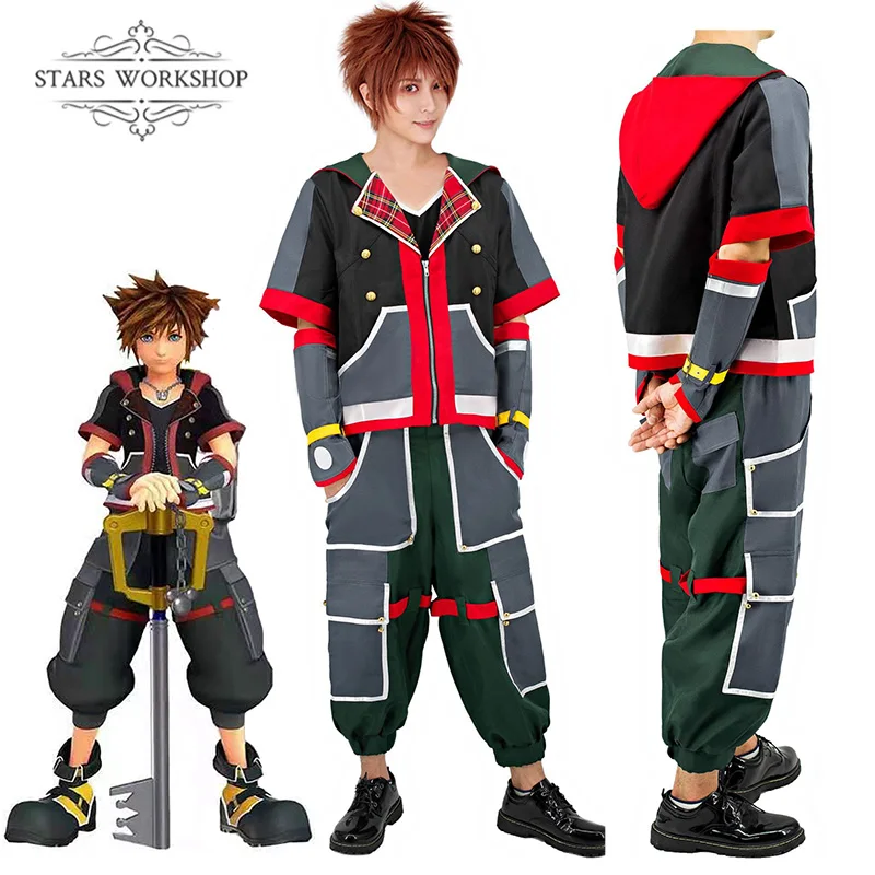 

Hot Game Kingdom Hearts III Sora Cosplay Costume Coat Vest Pants Suit Full Set Halloween Carnival Party Uniform Custom Made