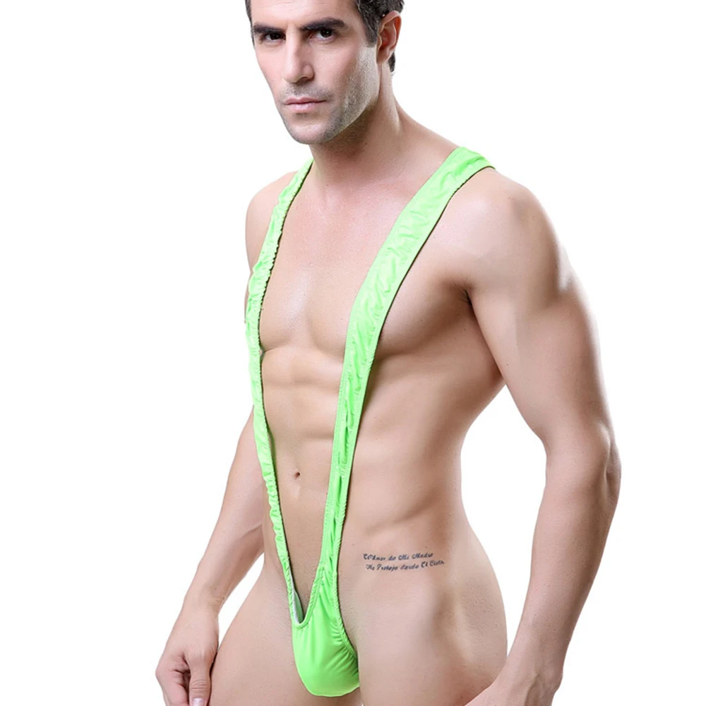 Mens Lingerie Shoulder Straps Mankini V Sling Stretch Singlet Bodysuit Men's panties sex underwear for