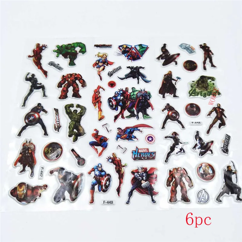 6pc Stickers 40*30 см Мстители вечерние принадлежности Бумага pinata одноразовые мультфильм тема, детский душ Дети День рождения супергероя вечерние украшения - Цвет: 6pc Stickers
