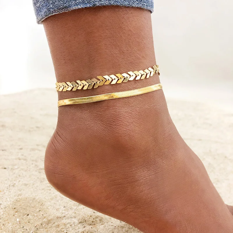 Ankle Chains Anti Allergy Stainless Steel Women Snake Chain Anklets Summer Ocean Beach Ankle Foot Leg Bracelet Mother Daughter Gift Jewelry