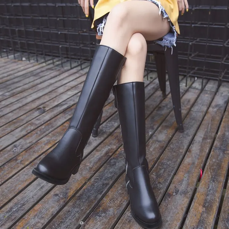 

Online Celebrity Thin Boots Extra High 2019 Autumn And Winter New Style Handsome Knight Boots Women's Chunky-Heel with Skirt Boo