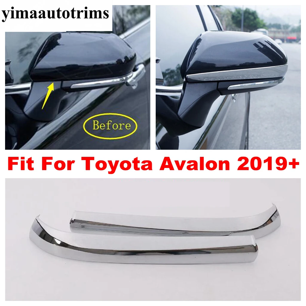 

2PCS Door Rearview Mirror Strip Decoration Protection Cover Trim For Toyota Avalon 2019 - 2023 ABS Chrome Accessories Exterior