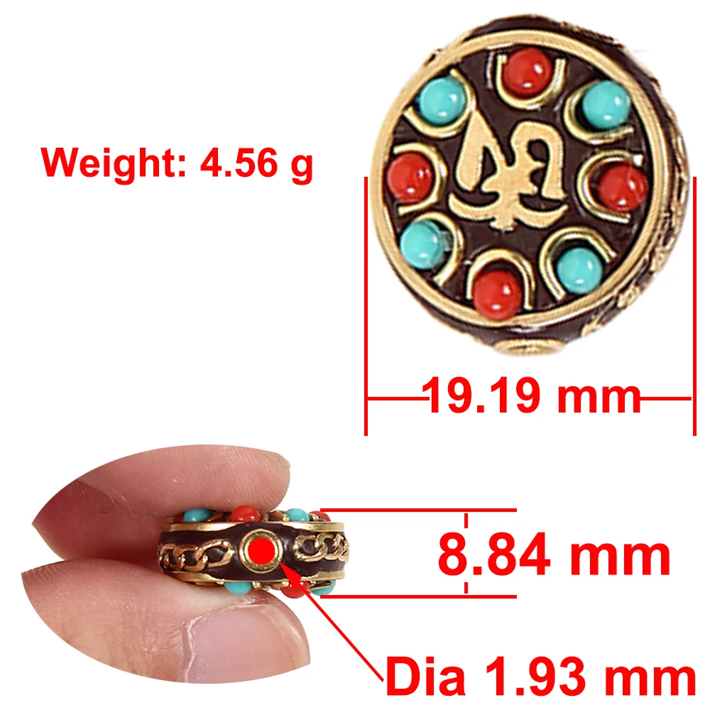Непальская бусина в стиле ретро, 1 шт., плоская круглая бусина с буквой ручной работы под старину из золотисто-красной глины для самостоятельного изготовления тибетских украшений, модель 27101
