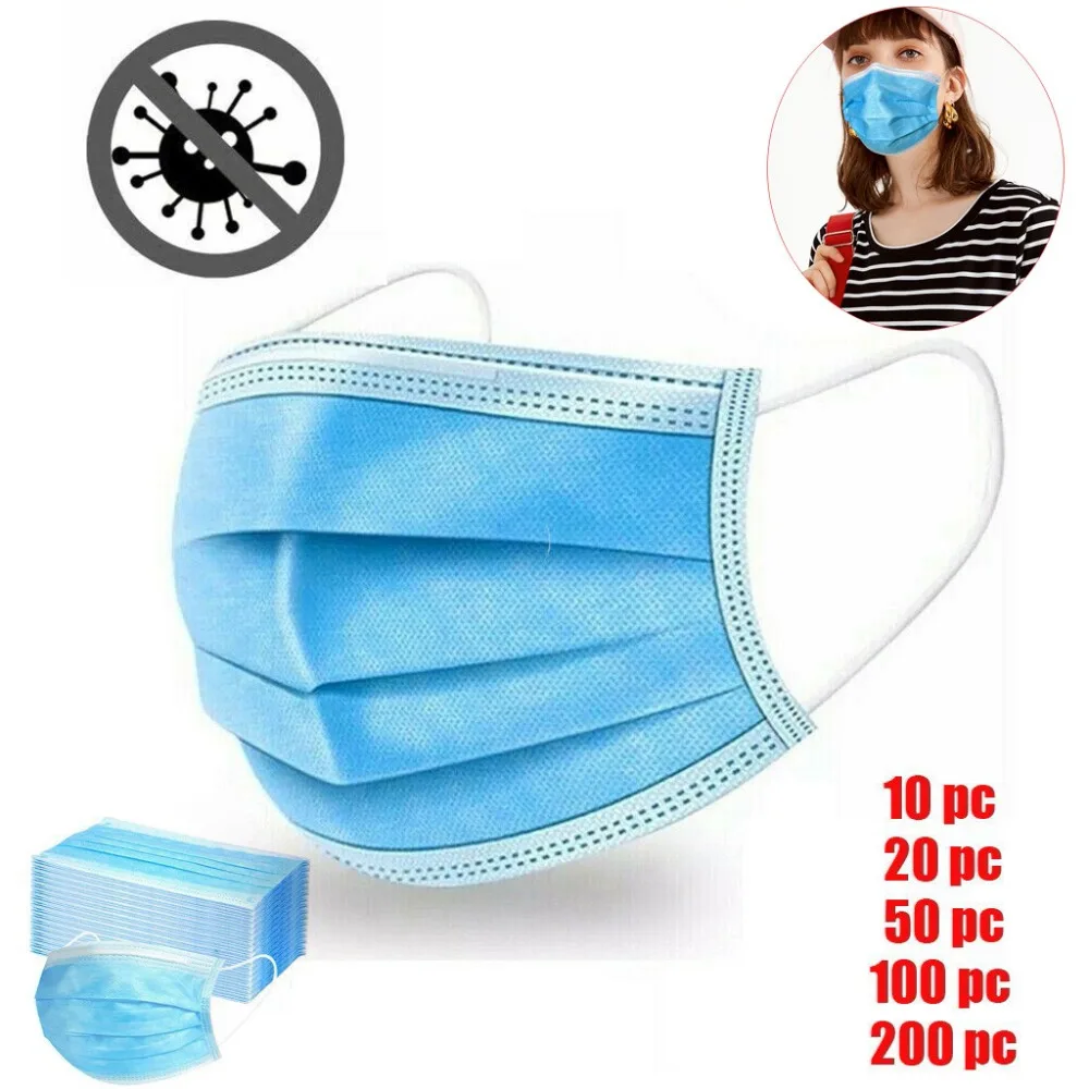 200pcs Disposable 3-Ply Masks Anti-Dust Adult Face Mask With Elastic Earloop Ear Grips Extension Strap Hook Fixer #4K19 (9)