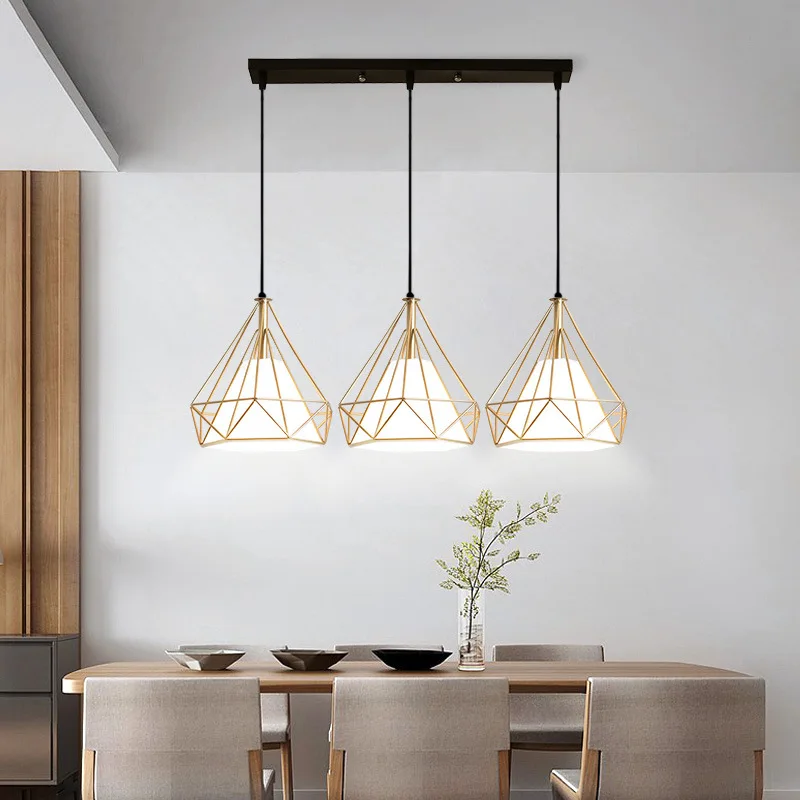 

Restaurant Chandelier Modern Minimalist Creative Cool Three Head Bar Counter Lamps Lighting LED Northern European-Style Dining R