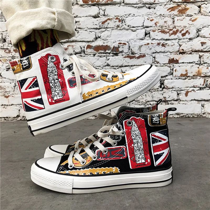 

FAN PAO 2019 High Top Easy Match Classic Old School Skool Comfy Sneakers Canvas Skateboarding Flat Platform Men Boy Shoes