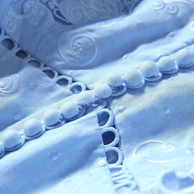 SEQINYY, синее платье, весна-осень, модный дизайн, женское мини платье с длинным рукавом и цветочным рисунком, льняное Хлопковое платье