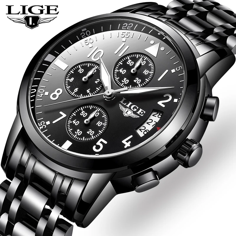 

Men Watches LIGE Top Brand Luxury Business Chronograph Male Quartz Watch Men Casual Waterproof Military Watch Relogio Masculino