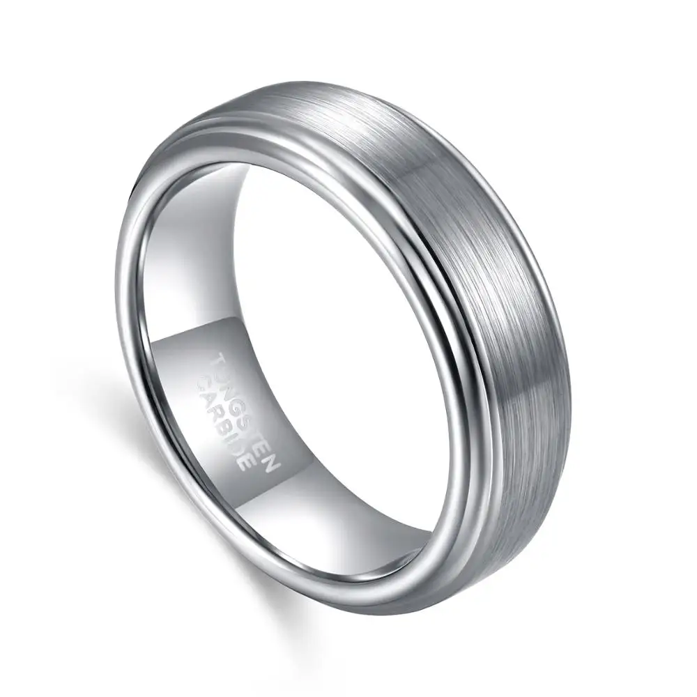 6mm Silver Tigrade 6/8 мм Серебряный Вольфрам Карбидное кольцо мужские черные щеткой обручальное кольцо мужской Обручение кольца для Для женщин Модные украшения bague - Цвет основного камня: 6mm Silver