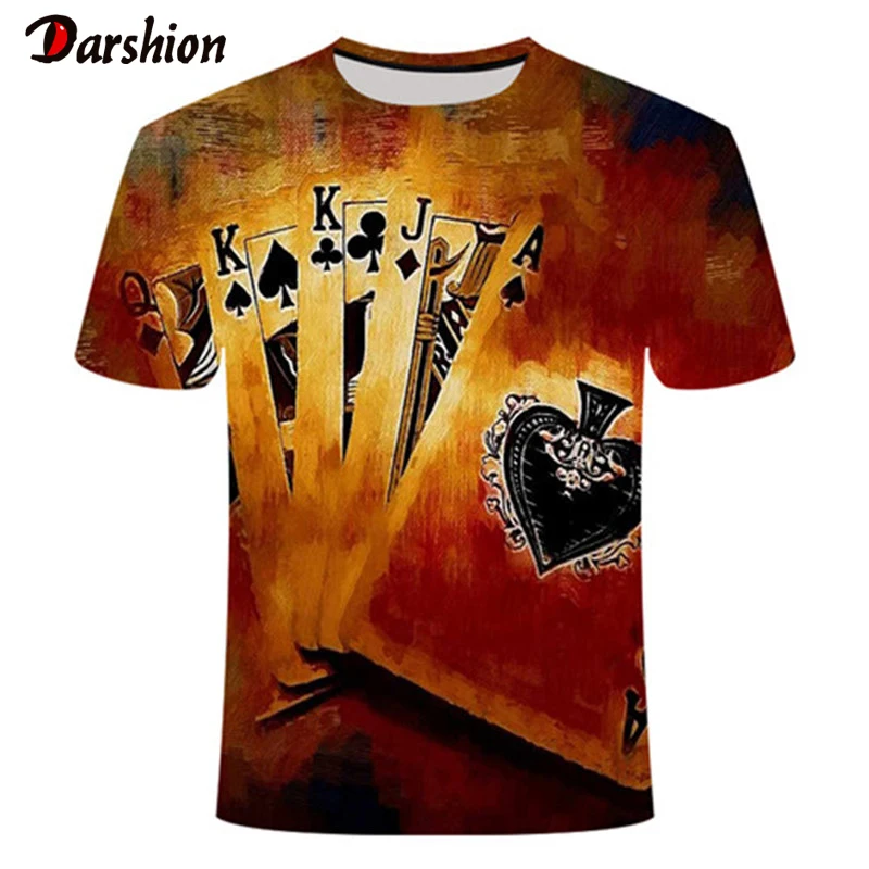 

Poker T-shirt Playing Cards 3D Printed Men Women T-shirt Funny Cheese Burger T-shirts Summer Short Sleeve Fashion T-Shirt