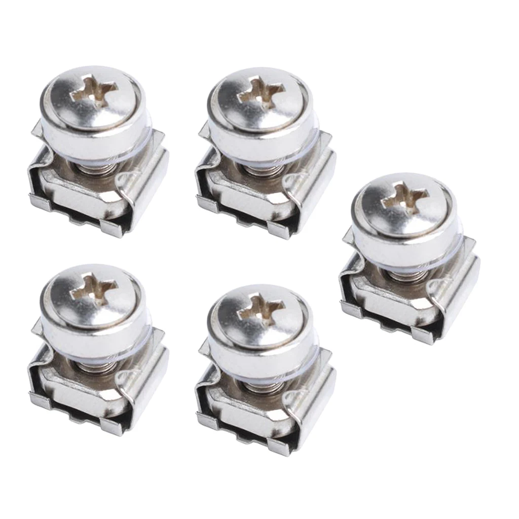 5 Pack Lot - M5*20 Rack Mount Cage Nuts & Screws w/ Washers - Square Clips