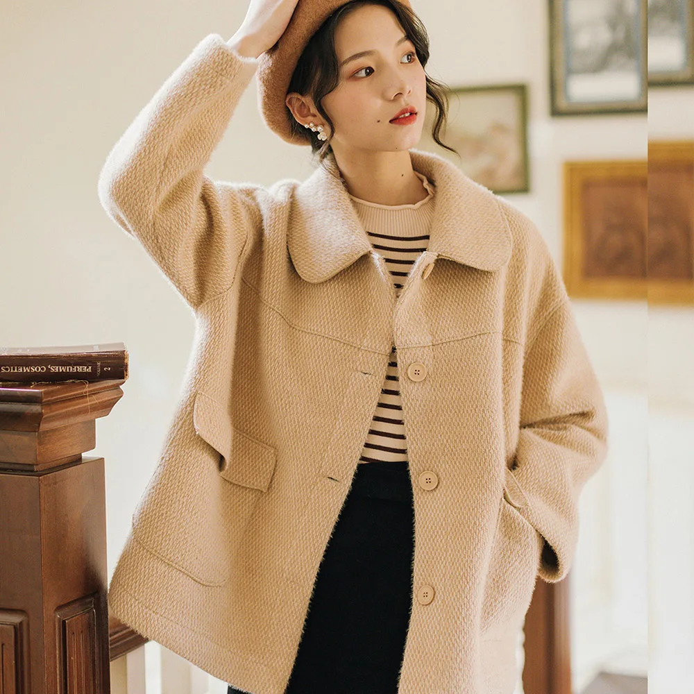 

Simple Jacket Single-Breasted Long Sleeve Lapel Neckline Inelastic Single Type 2020 New Style For Preppy Youthful Girl OverCoat