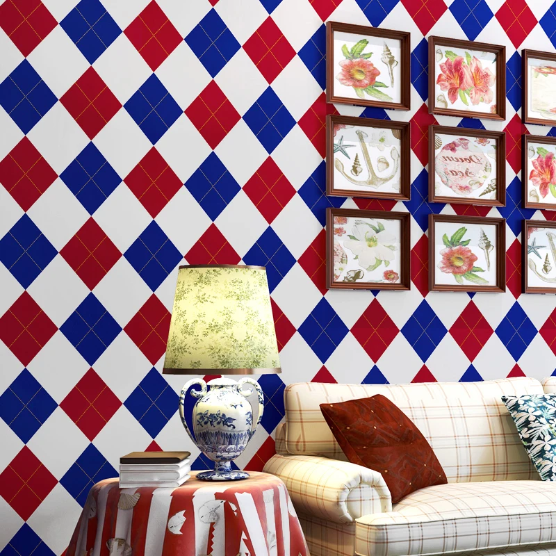 For British Wallpaper Stripes Vertical Modern Kids Boy Bedroom Rhombus Wallpaper Roll For Children Living Room Walls