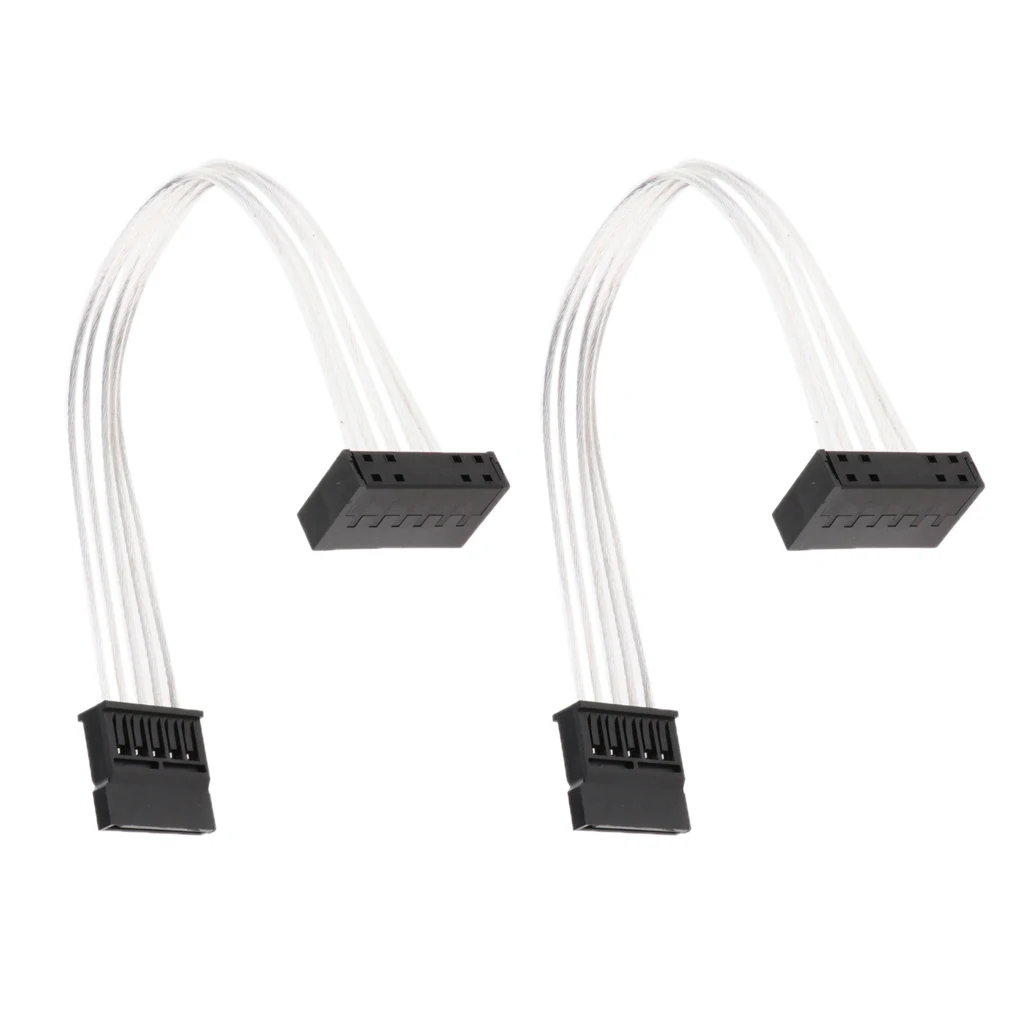 2 Pack 20cm SATA Male to Female Power Supply Extension Cable Wire for PC Computer SSD/HDD (White)