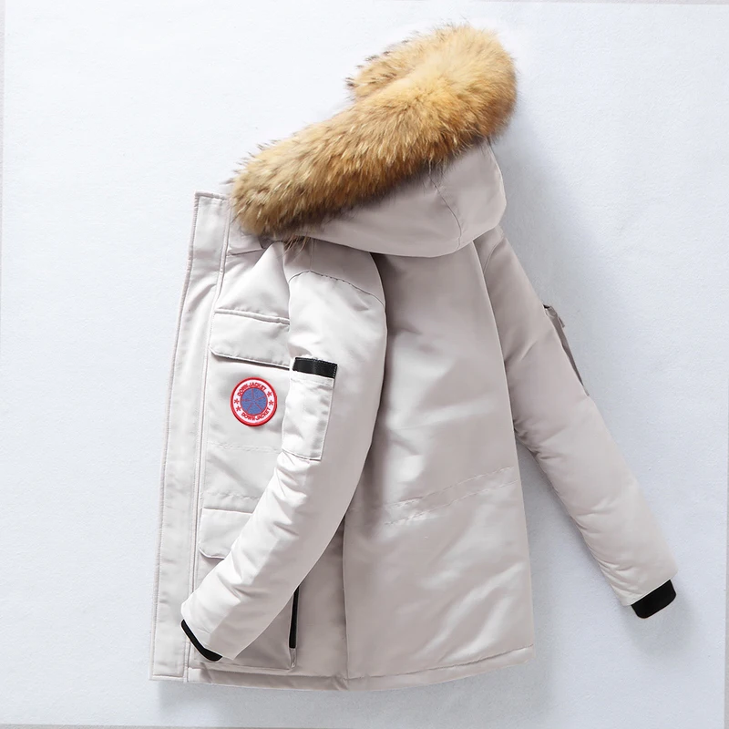 Зимняя мужская куртка с белым утиным пухом, парка, Мужская Толстая теплая зимняя парка, куртка, пальто, ветровка с капюшоном, теплые парки 165 - Цвет: G165 White