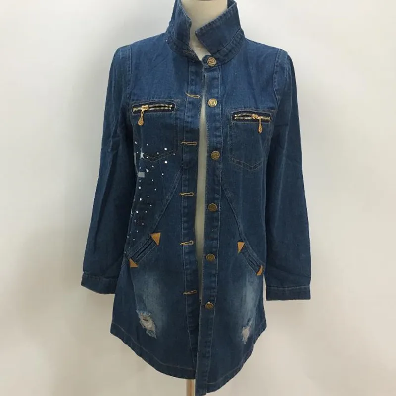 new long Women jacket Coat Denim Woman 