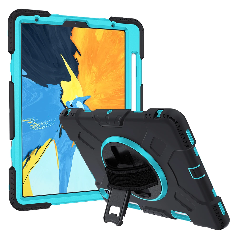 Для iPad Pro, 11 дюймов,, чехол для планшета, ПК+ Силиконовый чехол, противоударный защитный чехол для планшета с кронштейном и ремешком на руку - Цвет: Mint Green