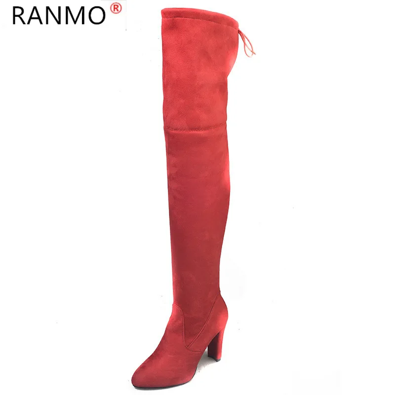 RANMO 2020 новые женские кожаные ботинки с высоким голенищем выше колена сапоги на