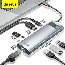 Baseus – HUB USB type-c vers HDMI, adaptateur RJ45, lecteur de cartes, Station d'accueil pour Macbook Pro Surface iPad, 3.0 PD, 100W