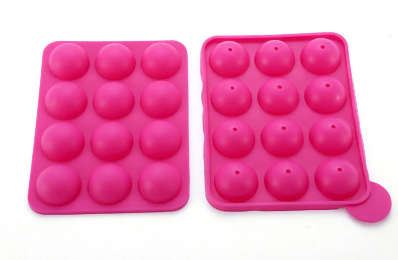 12 Hole Silicone Cake Pop Mold Ball Shaped Die Mold Silicone Lollipop Chocolate Cake Baking Ice Tray Stick Tool