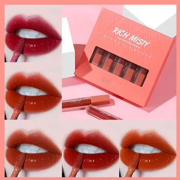 

5Pcs/Set Waterproof Matte Lipstick Baton Fashion Moisture Smooth Lip Stick Long Lasting Lip Gloss Cosmetic Beauty Makeup